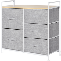 5 Drawer Linen Basket Storage Unit Home Organisation w/ Shelf Handles HOMCOM