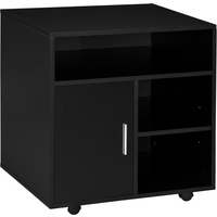 Multi-Storage Printer Unit Office Organisation w/ 5 Compartments Black HOMCOM
