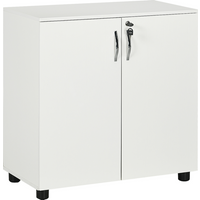 2-Tier Locking Office Storage Cabinet File Organisation w/ 2 Keys White HOMCOM
