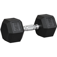 12.5KG Single Rubber Hex Dumbbell Portable Hand Weights for Home Gym HOMCOM