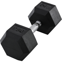 17.5KG Single Rubber Hex Dumbbell Portable Hand Weights Home Gym HOMCOM