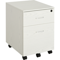2-Drawer Locking Office Filing Cabinet 5 Wheels Rolling Storage White Vinsetto