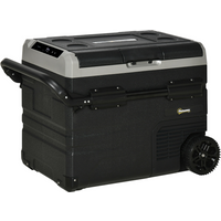 50L Car Refrigerator 12V Portable Freezer w/ Inner LED Light, Wheels Outsunny