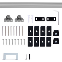 Sliding Barn Door Hardware Kit Track System Gear Set Divider HOMCOM