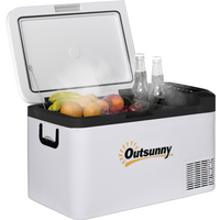 12V Portable Car Refrigerator w/ Inner LED Light Indoor Outdoor, 25L Outsunny