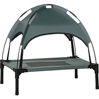 61 cm Elevated Dog Bed Cooling Raised Pet Cot UV Protection Canopy Grey Pawhut