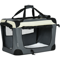 60cm Foldable Pet Carrier w/ Cushion, for Mini Dogs and Cats - Grey Pawhut