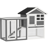 122cm Wooden Rabbit Hutch Bunny Cage Pet House with Tray Ladder Run Pawhut