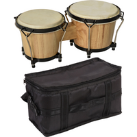 Wooden Bongo Drum Set w/ Sheepskin Drum Head 7.75" & 7" Tuning Wrench HOMCOM