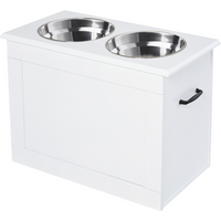 Raised Dog Bowls w/ Storage Function Stainless Steel Bowl Elevated Base Pawhut