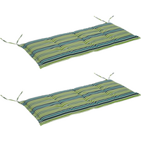 2 PCS Patio Bench Swing Chairs Garden Chairs 2 Seat Cushion Mat Strips Green