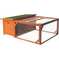 Wooden Rabbit Hutch with Run Small Animal Guinea Pig House 125.5 x 100 x 49cm
