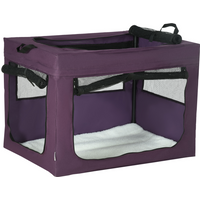 80cm Foldable Pet Carrier Cat Bag w/ Cushion, for Small, Medium Dogs - Purple