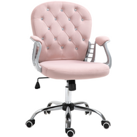 Office Chair Luxury Velour Diamond Tufted Padded Ergonomic 360� Swivel Pink