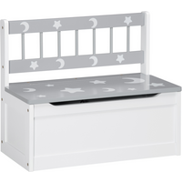 Two-In-One Wooden Toy Box, Kids Storage Bench w/ Safety Rod - Grey