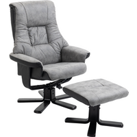 Manual Recliner Sofa With Footrest 360 Swivel Sofa Armchair Faux Leather Grey