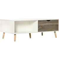 Modern Coffee Tables for Living Room w/ Storage Shelves, 2 Drawers, White