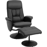 2 Pcs Reclining Armchair Ottoman 360 Swivel Home Furniture PU Leather Black