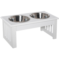 Pet Feeder Raised Elevated Stainless Steel Bowls Stand Food Water White Samll