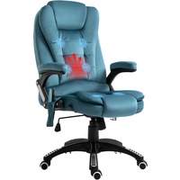 Executive Reclining Chair w/ Heating Massage Points Relaxing Headrest Blue