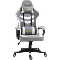 Racing Gaming Chair w/ Lumbar Support, Headrest, Gamer Office Chair, Grey White