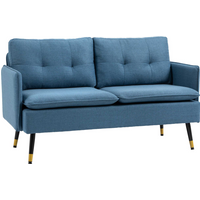 2 Seater Sofas for Living Room Fabric Couch Button Tufted Love Seat Dark Blue