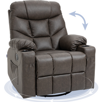 PU Leather Manual Recliner Chair, Recliner Armchair for Living Room, Brown