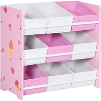 Kids Storage Unit with 9 Removable Storage Baskets for Nursery Playroom, Pink