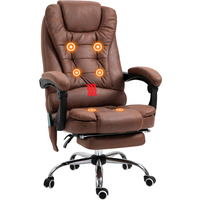 Vintage High Back Heated Massage Office Chair w/ 6 Vibration Points, Brown