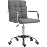 Mid Back PU Leather Home Office Chair Swivel Desk Chair with Arm, Wheel, Grey