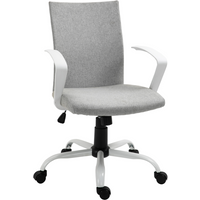 Office Chair Linen Swivel Computer Desk Chair Home Study Task Chair, Light Grey
