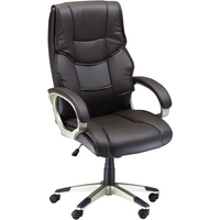 Executive Computer Office Desk Chair High Back Faux Leather Swivel Chair Brown