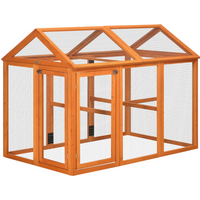 PawHut Chicken Run, Wooden Chicken Coop w/ Combinable Design - Orange