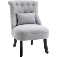 Fabric Single Sofa Dining Chair Upholstered W/ Pillow Solid Wood Leg Living Room