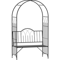 Garden Arch Bench Outdoor Patio Trellis Arbor for Climbing Plant Antique Black