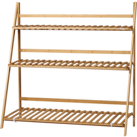 3-Tier Folding Bamboo Plant Stand Display Shelf Rack for Indoor & Outdoor