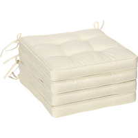 40 x 40cm Garden Seat Cushion with Ties Replacement Dining Chair Seat Pad, Cream