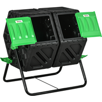 Outsunny 130L Compost Bin Dual Chamber Rotating Composter w/ Ventilation Holes