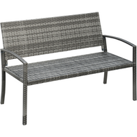 Outsunny Patio Rattan 2 Seater Garden Bench Love Seater Garden Armchair Grey