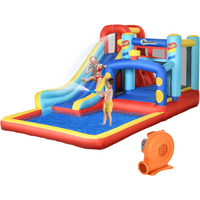 Outsunny 4 in 1 Kids Bouncy Castle Slide Pool Trampoline Climbing Wall Blower