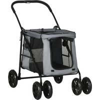 PawHut One-click Foldable Pet Stroller w/ Mesh Windows, for Small Pets - Grey