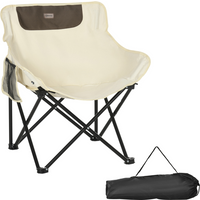 Outsunny Folding Camping Chair with Carrying Bag and Storage Pocket, White