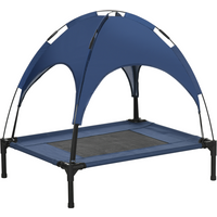 PawHut 76cm Elevated Dog Bed Cooling Raised Pet Cot UV Protection Canopy Blue