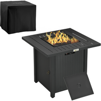 Outsunny 50,000 BTU Gas Firepit Table with Protective Cover, Spark Guard