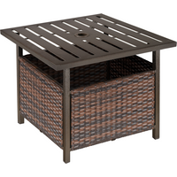 Outsunny Outdoor Rattan Coffee Table w/ Umbrella Hole Fit for Garden Backyard