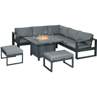 Outsunny 6-Piece Garden Furniture Set with Firepit Table Outdoor Sofa Aluminium
