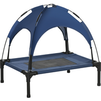 PawHut 61cm Elevated Dog Bed Cooling Raised Pet Cot UV Protection Canopy Blue
