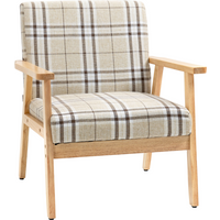 HOMCOM Modern Accent Chairs Upholstered Linen-Feel Living Room Chair Beige
