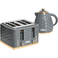 HOMCOM Kettle and Toaster Set 1.7L Rapid Boil Kettle & 4 Slice Toaster Grey
