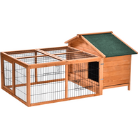 Wooden Rabbit Hutch Detachable Pet House with Openable Run & Roof